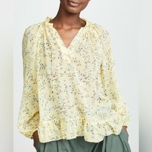 Ulla Johnson Rosine Silk Blouse in Acacia Yellow